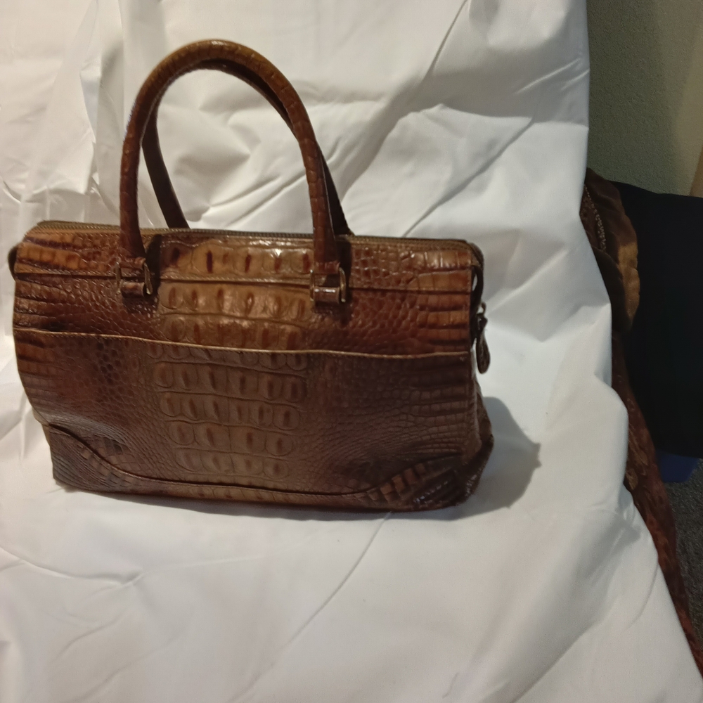 Brahmin Tan Crocodile-Embossed Satchel - Picture 4 of 9
